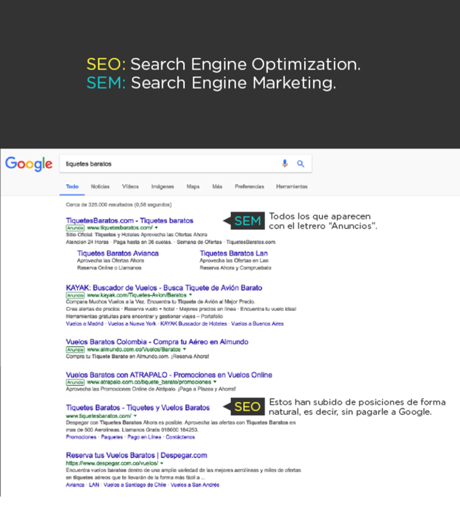 Ejemplos y diferencias de SEO y SEM 1 SEO y SEM